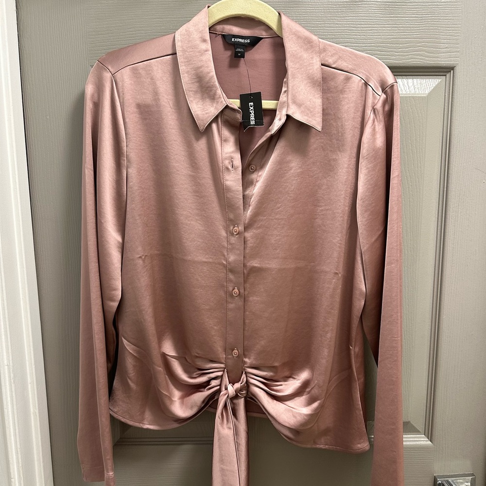 express button up silk top new with tags